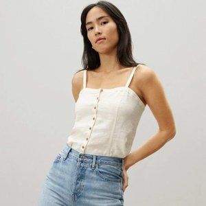 Everlane The Linen Picnic Top in White, Size 2